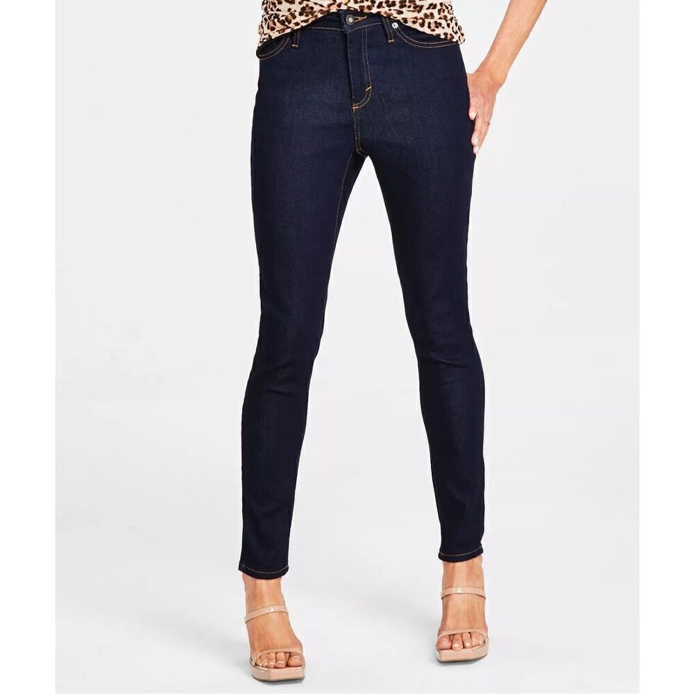 INC Denim International Concepts Womens Mid Rise Skinny Denim Jeans Dark Wash Sz